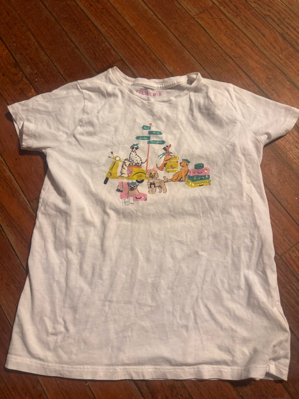 Crewcuts White Short-Sleeve Tee with Colorful dog Graphic size 10-11